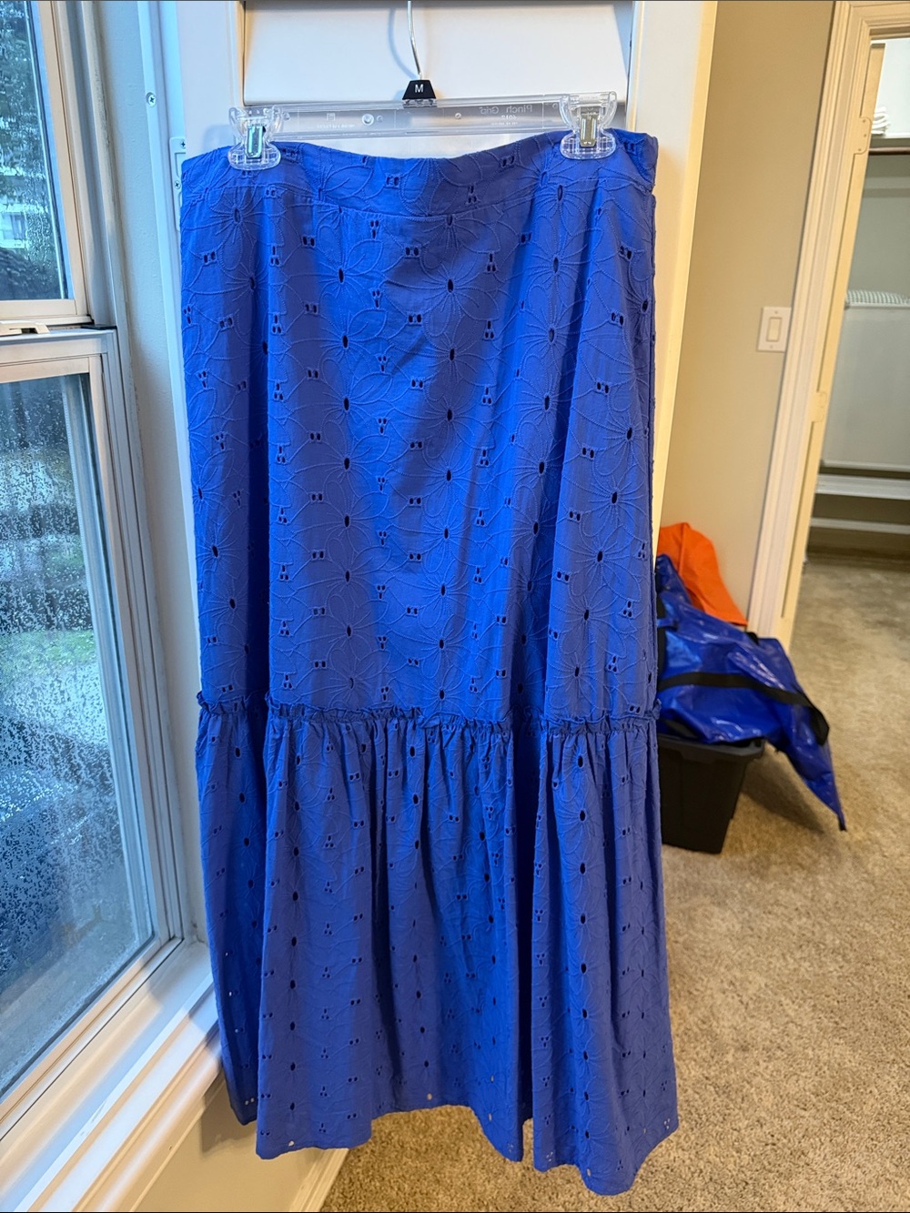 Calypso St. Barth Cobalt Blue Eyelet Tiered Maxi Skirt